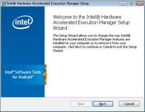 Intel Hardware Accelerated Execution Manager Setup Wizard dialog