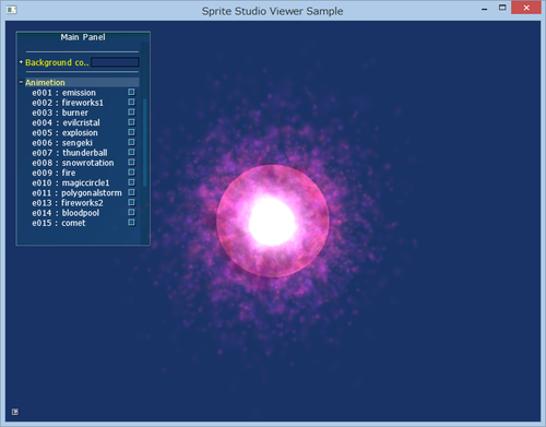 SpriteStudioSDKの画面サンプル