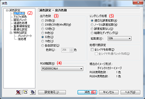 [減色]ダイアログの基本操作順序